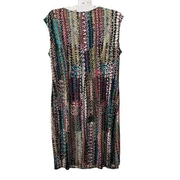 622 - GEOMETRIC MULTI COLOR DRESS WITH RUCHED WAIST - Picture 4 of 7